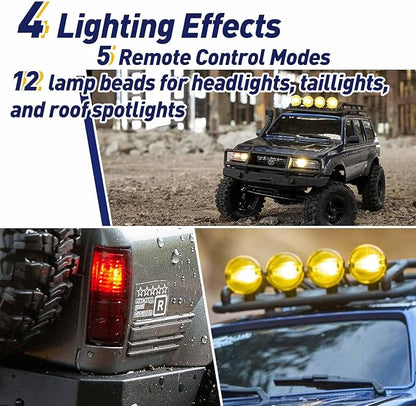 FCX18 FMS RC Crawler Toyota Cruiser 1/18 LC80 Offroad Trucks 4X4 RC Rock Crawler with Portal Axles LED Lights for Adults (Grey)