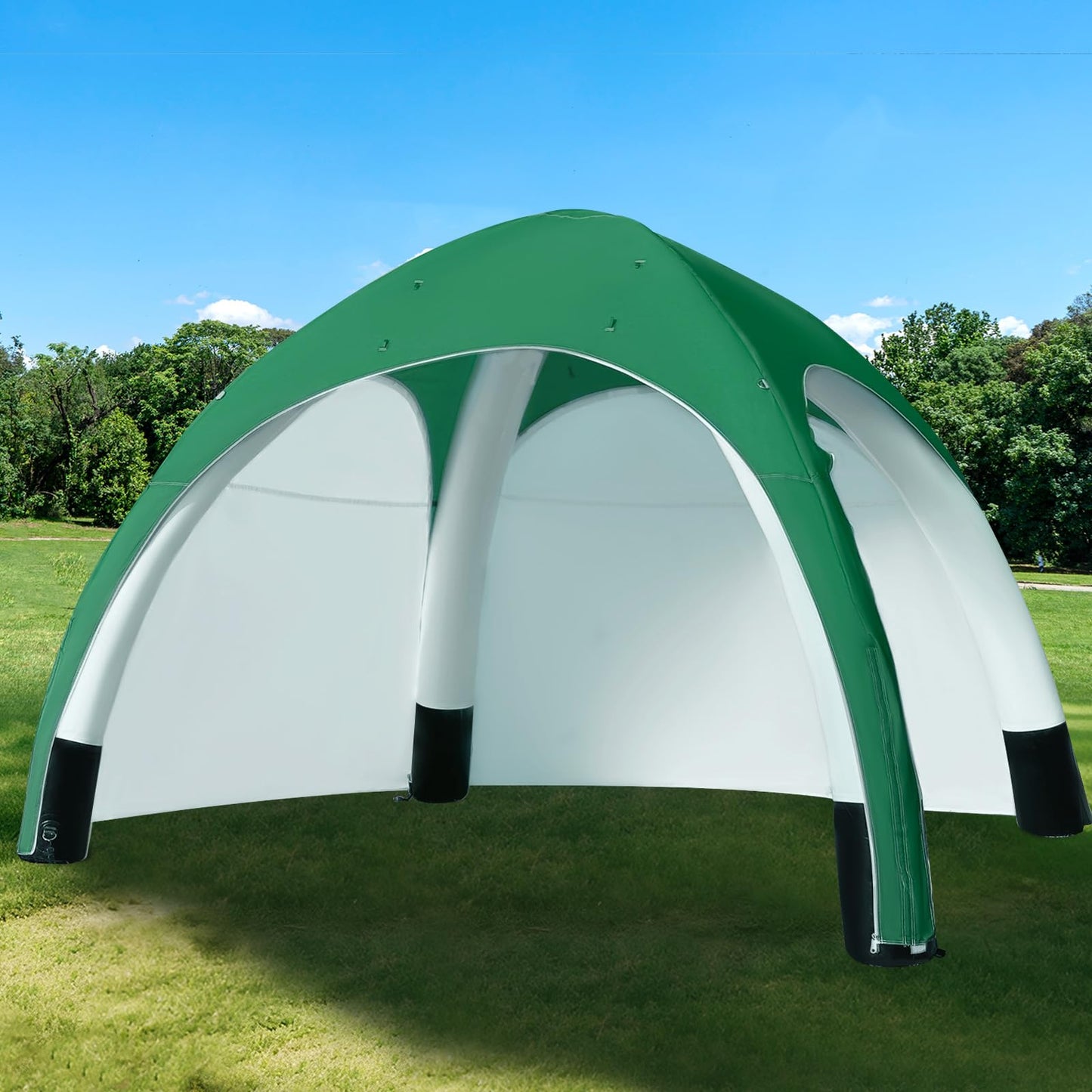 GR8FUN Inflatable Canopy Tent 10x10Ft Green, 2 Removable Sun Curtains & Air Pump Included, Portable Airtight Sun Shelter Canopy for Outdoor Events, Trade Shows and Promotions