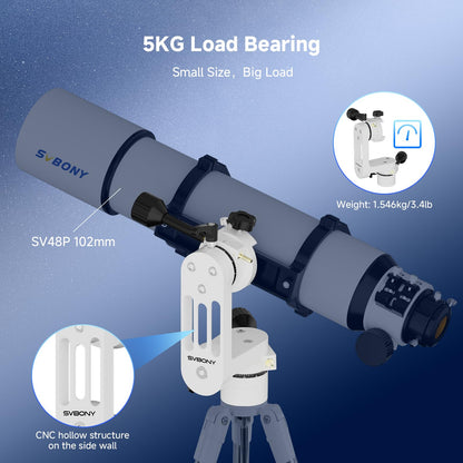 SVBONY SV225 Mini Alt-Azimuth Mount, Adjustable Telescope Alt-Azimuth Mount, Load-Bearing 5kg, No Empty Travel, CNC Hollow Structure, Lightweight Portable Altazimuth for Astronomy Beginners