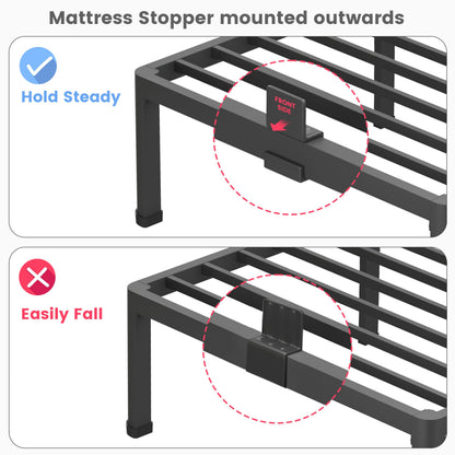 Superay 18 Inch King Size Metal Platform Bed Frame with Round Corners, Storage Space Under High Bed Frame-Heavy Duty Steel Slats Support, Noise Free - Easy Assembly - No Box Spring Needed