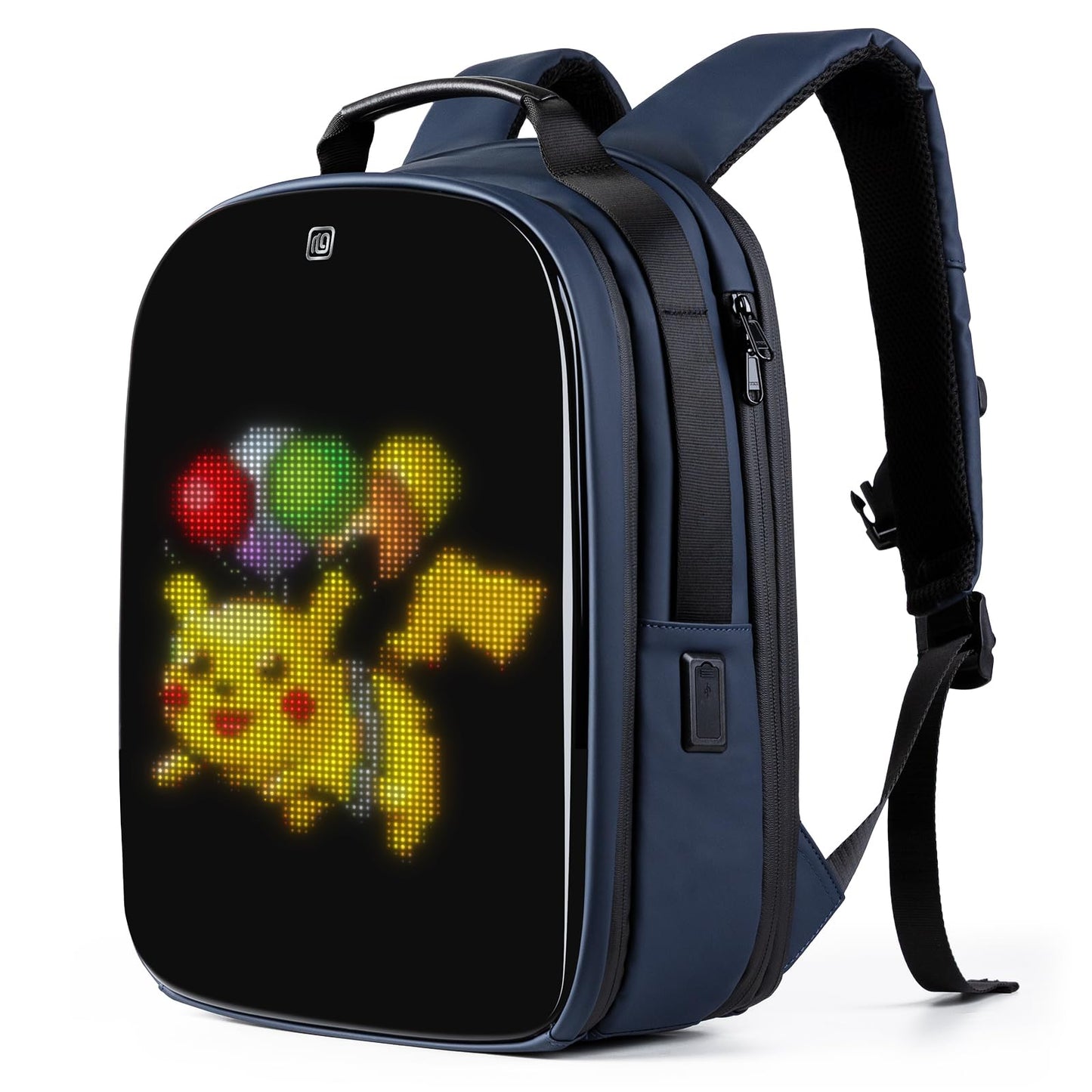 Gelrova LuminaPack X1 LED Backpack with Customizable Display, Expandable 20L to 25L, 15.6 Inch Laptop Compartment, Anti-Theft Design, Lightweight Hard Shell for Travel