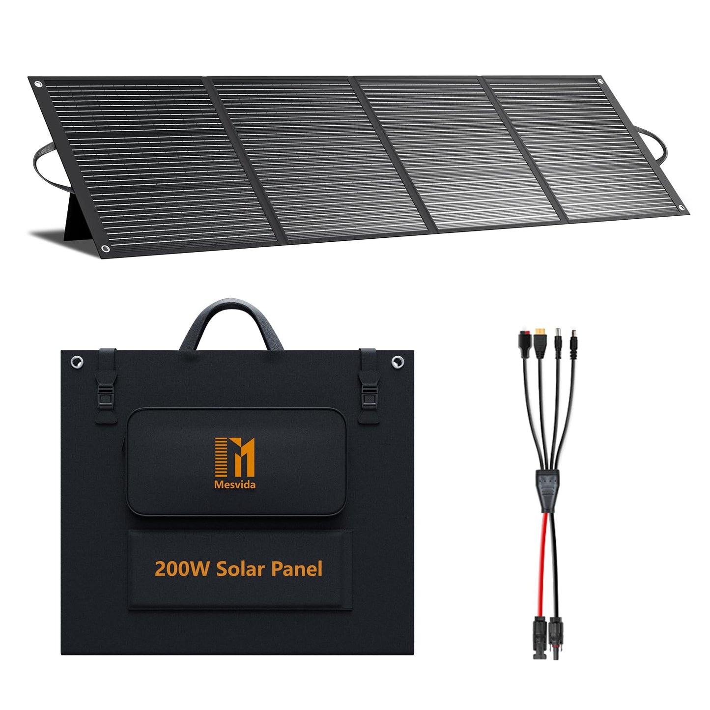 MESUVIDA 200 Watt Solar Panel IP68 Waterproof ETFE Coating Portable 24V MC4 Output Foldable Solar Panels for Power Stations Solar Generator Camping Off-Grid RV Emergency Backup Hurricane
