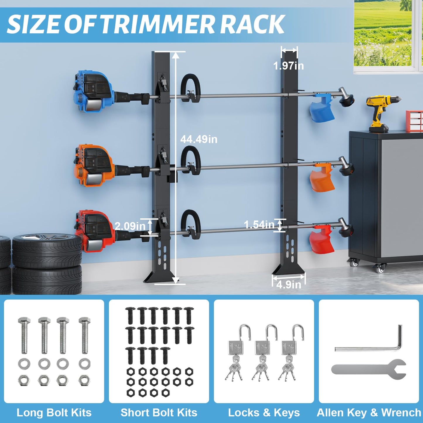 Fumingpal Weed Eater Racks and Shovel Rack for Truck