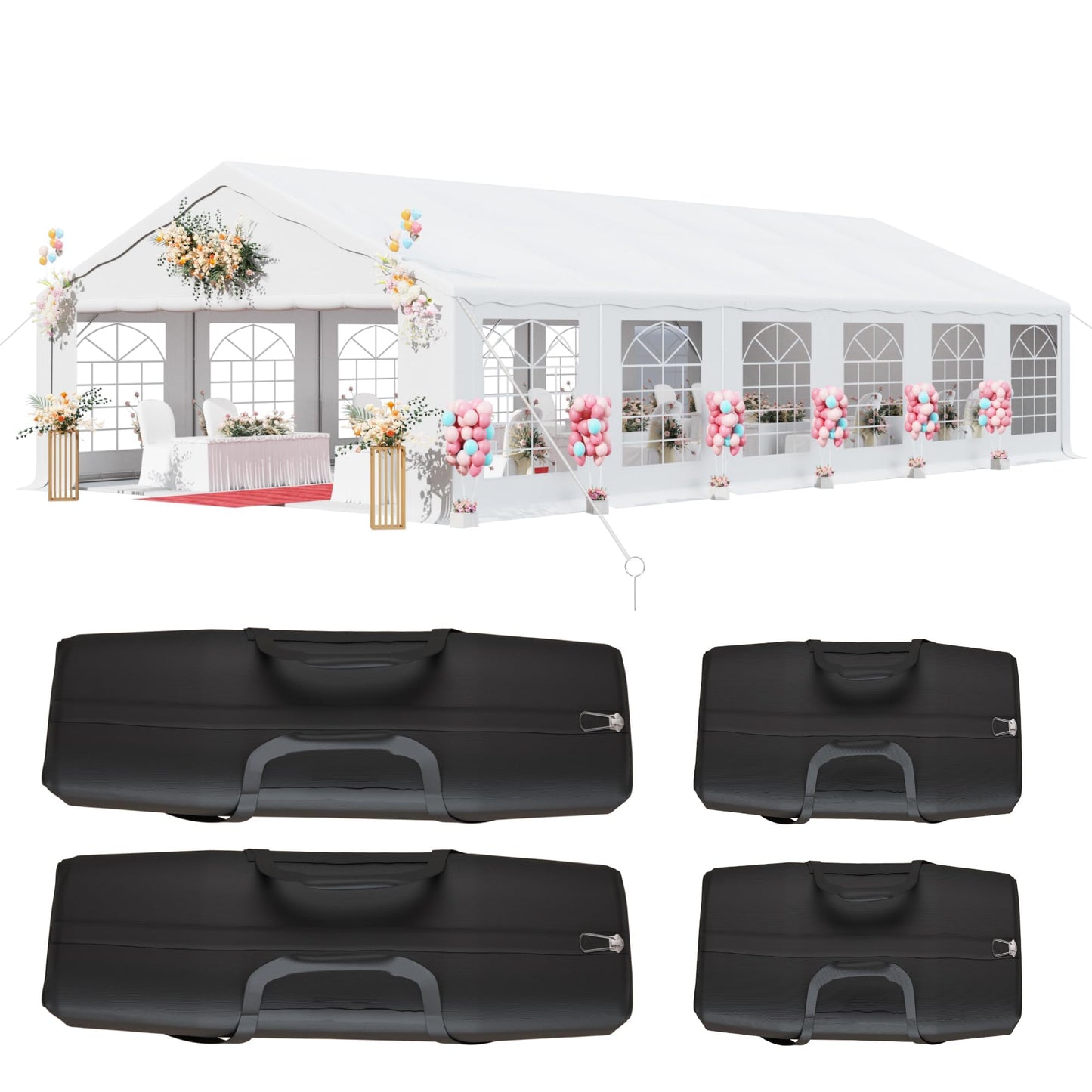 Greesum 20X40 Outdoor Canopy Tent, Patio Camping Heavy Duty Gazebo Shelter for Party Wedding BBQ Events with Side Removable Walls, Waterproof Shelter, White