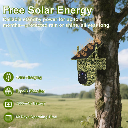 QUTHZZHY 4G LTE Solar Cellular Trail Camera,365 Days Free Unlimited Data,No WiFi Needed Trail Cam, 0.2S Speed Motion Activated Game Camera,Deer Camera 360°View IP65,Tuya Smart Camera,64GB Storage