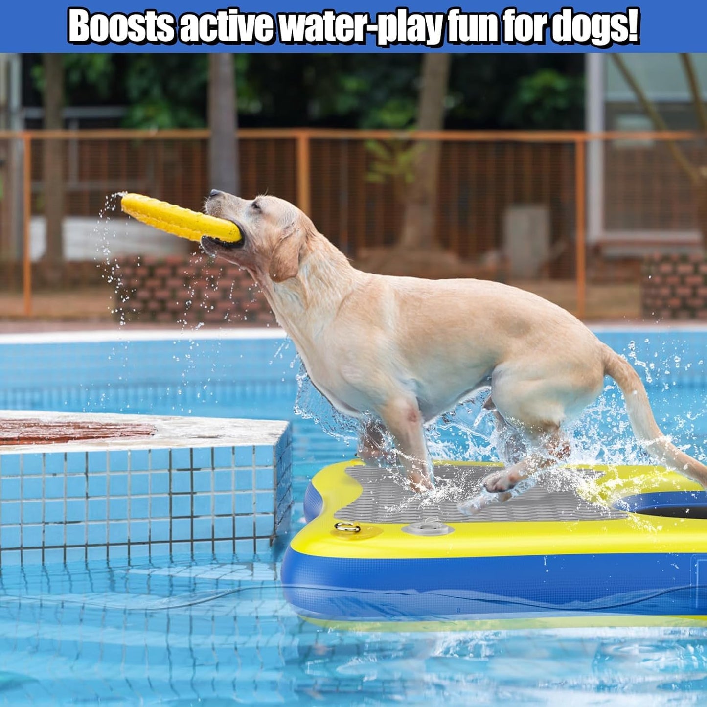 Inflatable Dog Pool Float Dock Platform for Dogs, Dog Pool Ramp Ladder with Non Slip Steps | Dog Floats Water Ramp for Boat, Inground Pool