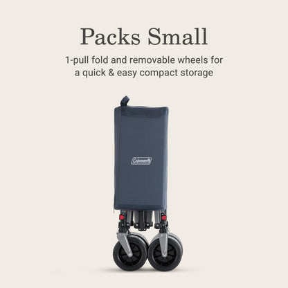 Coleman XL Collapsible Wagon, Heavy‑Duty 400 lb Capacity, Large 50+ Gallon Utility Cart with All‑Terrain Wide‑Base Wheels, One‑Pull Folding Design, Removable Wheels & Ergonomic Handle – Blue