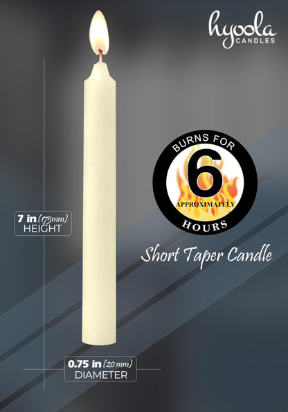 Hyoola Taper Candles - 7 Inch Ivory Dripless, Unscented Dinner Candle - 30 Pack European Made Candles 6 Hour Burn Time