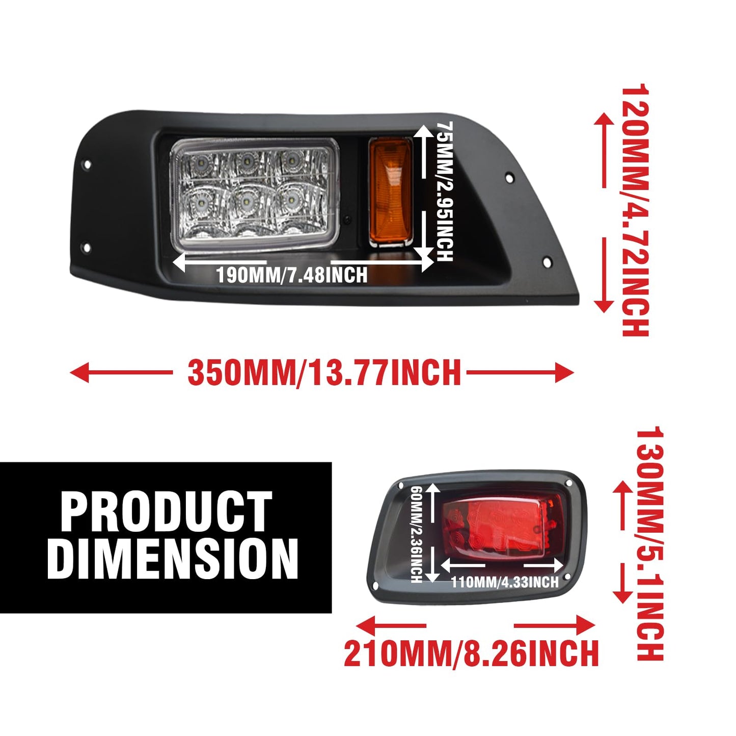 Shu-Ran Golf Cart LED Light Kits for EZGO TXT 1996-2013 Carts (12V), Super Bright Golf Cart Headlight Tail With Turn Signals Kits, Brake Lights, Hazard Light Switch, Horn