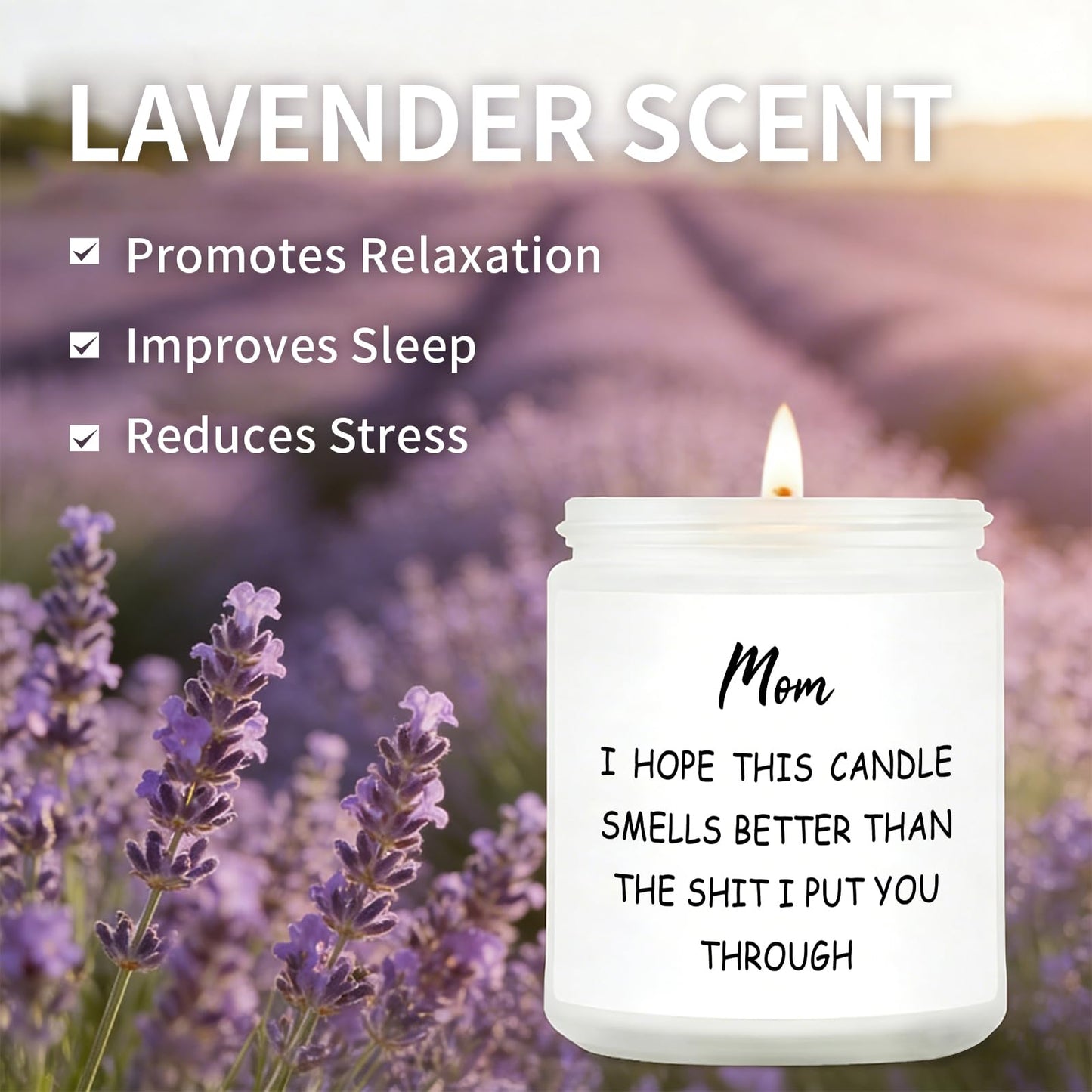 Fywelixc Mothers Day Gifts for Mom from Daughter Son, Birthday Christmas Thanksgiving Presents for Mom, Adoptive Mother Stepmother Mother in Law Gifts - Lavender Scented Soy Wax Candle