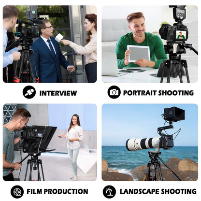 82" /210cm Video Tripod Heavy Duty Tripod with 360° Fluid Head,Mactrem Aluminum Tall Tripods Professional Compatible with Canon Nikon Sony DSLR Camera Camcorder Telescope Bnoculars (Load 33Lb)