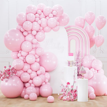 PartyWoo Light Pink Balloon Arch Kit - 155pcs in Various Sizes for Baby Shower & Birthday Decor