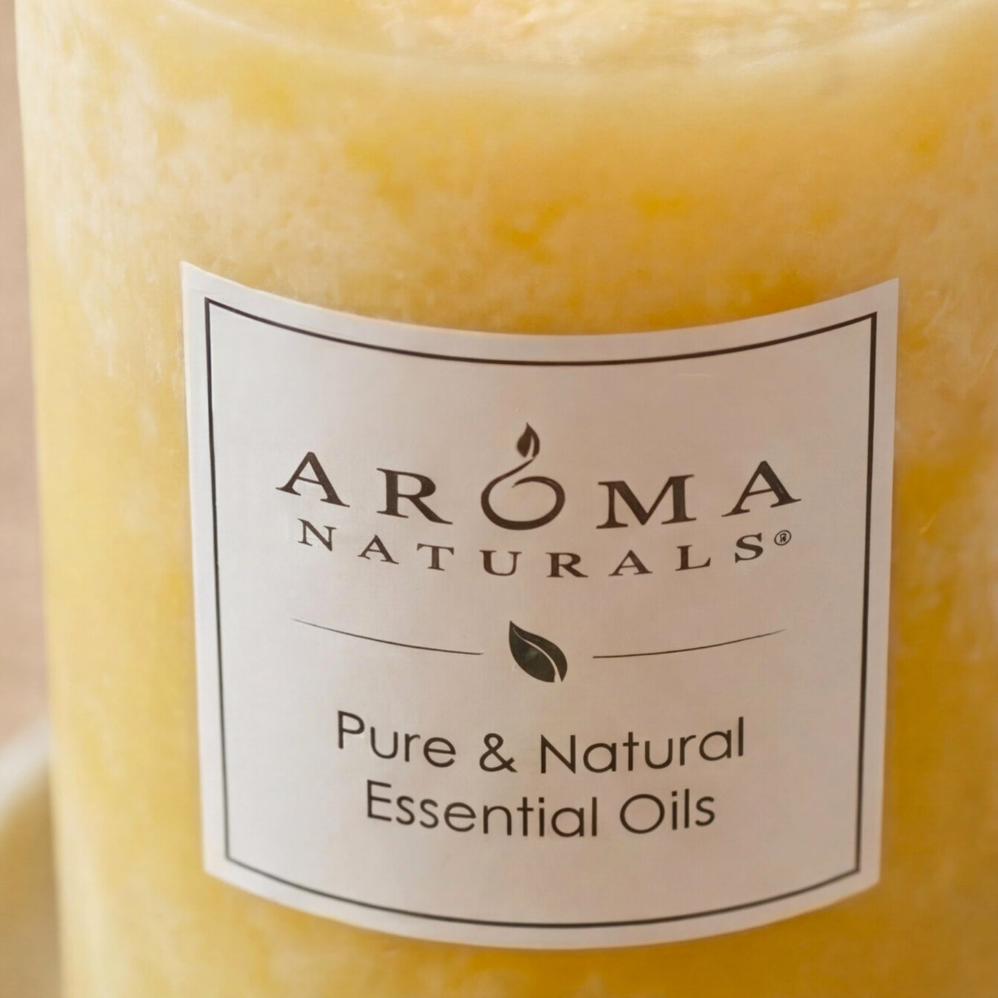 Aroma Naturals Essential Oil Orange and Lemongrass Scented Pillar Candle, Ambiance, 2.5 inch x 4 inch, Yellow