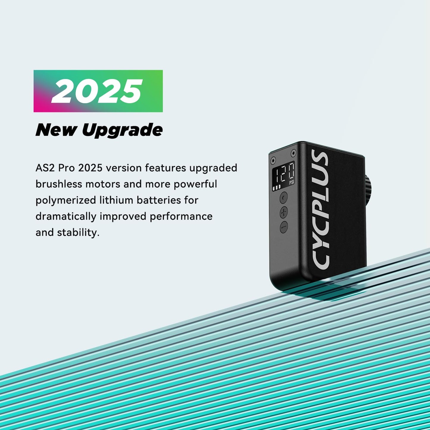 CYCPLUS AS2 PRO Tiny Bicycle Pump with Gauge, Max 120 PSI Electric Mini Pump, Auto Stop, with Presta and Schrader Valve for E-Bike, MTB, and Road Bike (2025 Updated Version)