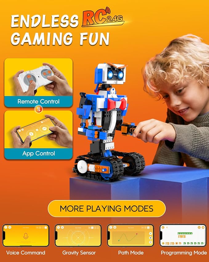 aukfa STEM Robot Toys Building Kits Building Toys for Boys Age 8-12 App &amp Remote Control Blocks Engineering Science Learning Educational Coding DIY Stem Projects Robot Gifts for Boys &amp Girls