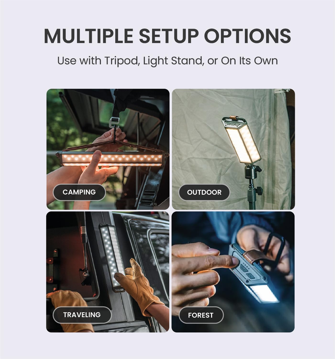 CLAYMORE 3FACE NEO 30 Area Light – 8,500 Lumen Turbo Mode, 3 LED Colors, 3D Wide-Angle Work Light with Dual Tripod Mounts – IP54 Waterproof for Camping & Emergency Use
