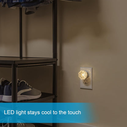 GE SleepLite Jewel LED Night Light, Plug-in, Always on, Amber, UL-Certified, Energy Efficient, Ideal Nightlight for Bedroom, Bathroom, Nursery, Hallway, Kitchen, 11286, 2 Pack