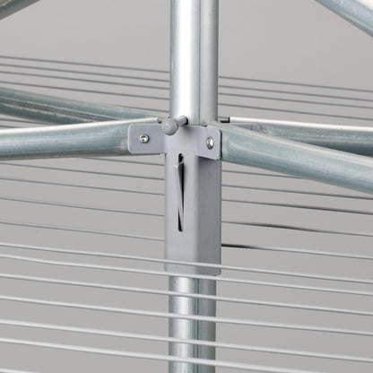 Household Essentials 17130-1 Rotary Outdoor Umbrella Drying Rack | Aluminum | 30-Lines with 210 ft. Clothesline,Silver