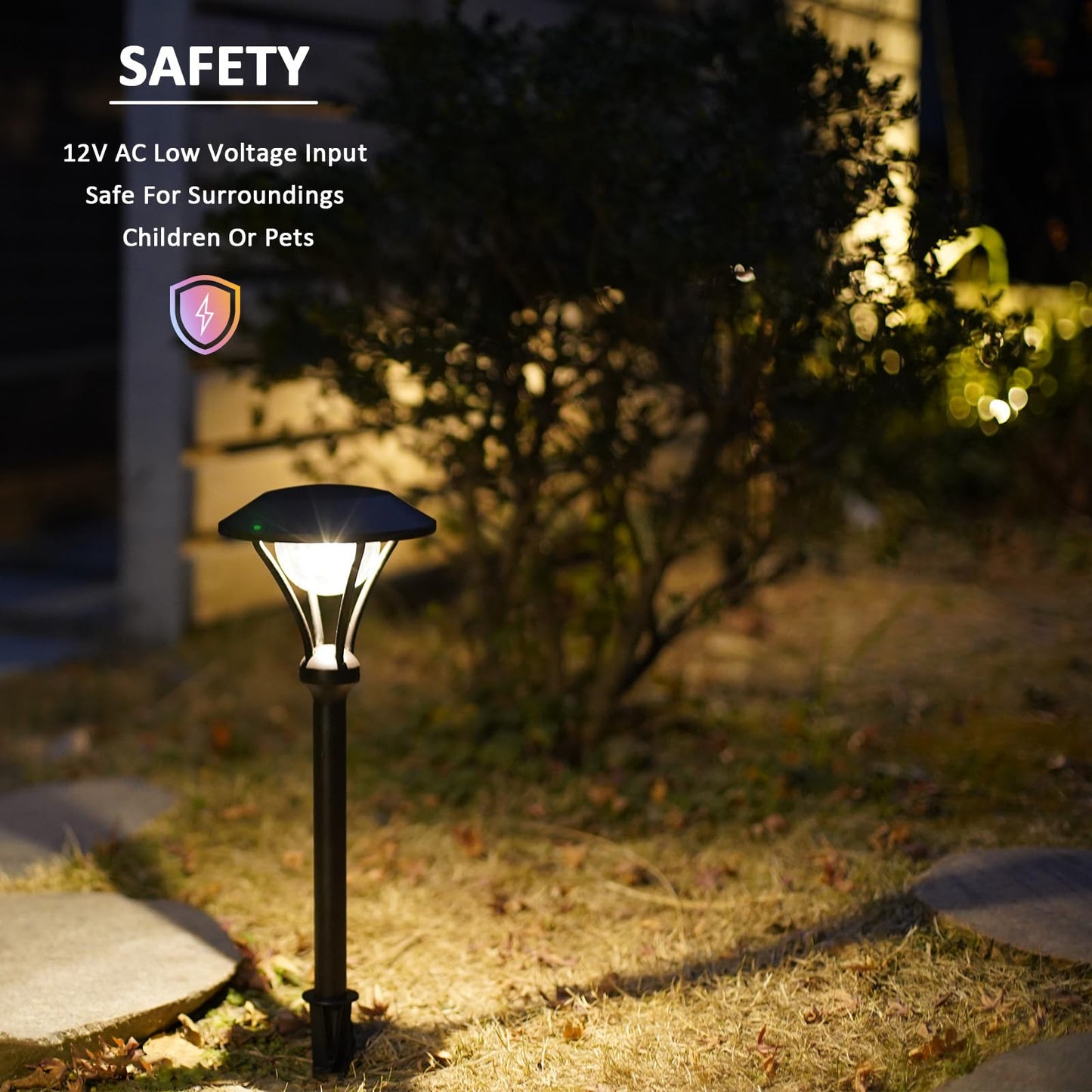 LL LIGHTING LIVING 12V Low Voltage Landscape Path Lights 4PK 1W 60LM LED Pathway Lights 3000K Warm White Durable Aluminum Housing with Stake, Waterproof for Walkway Garden, Black