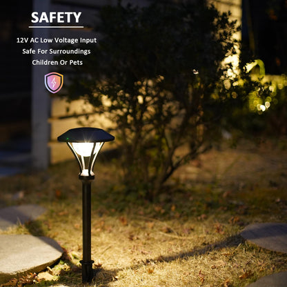 LL LIGHTING LIVING 12V Low Voltage Landscape Path Lights 4PK 1W 60LM LED Pathway Lights 3000K Warm White Durable Aluminum Housing with Stake, Waterproof for Walkway Garden, Black