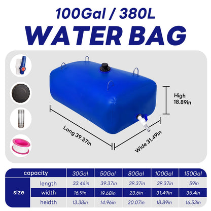 BEXRUO 3785 L/1000 Gallon Water Bladder Tank, Blue Portable RV Water Tank, Large Capacity Water Storage Bladder for Camping, Garden, Emergency, Outdoor Sports