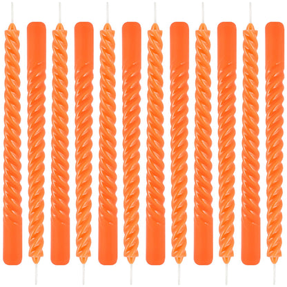 12Pack 10 Inch Orange Spiral Taper Candles?Unscented and Long Burning Dripless Twisted Candlesticks for Home Fall Decor,Gift,Wedding, Birthday,Mother's Day