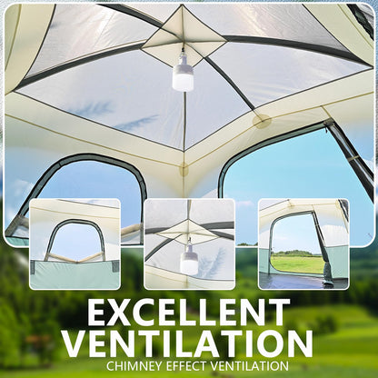 DanCoom Tents 4/6 Person, Easy Setup Waterproof Camping Tent with Rainfly, Portable Double Layer Large Family Tent for Camping Backyard Outdoor & Hiking-10'X9'X75in(H)