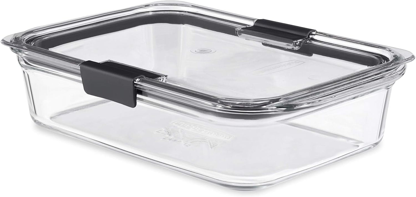 Rubbermaid Brilliance Glass Food Storage Container - 8-Cup, BPA-Free & Leak-Proof | 2-Piece Set