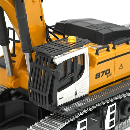 Pro-Grade Remote Control Excavator for Adult Metal Micro-Scale RC Construction Model with Leadscrew Digging System Dual Battery Includes Portable Carry Case