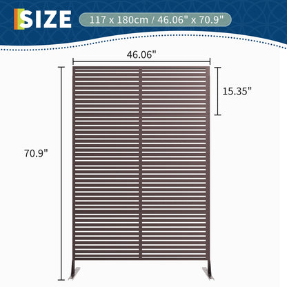 Patikuin Rustproof Decorative Metal Privacy Screen Fence – 72" Freestanding Outdoor & Indoor Divider Panel, Weather Resistant, Easy Snap Installation, Brown