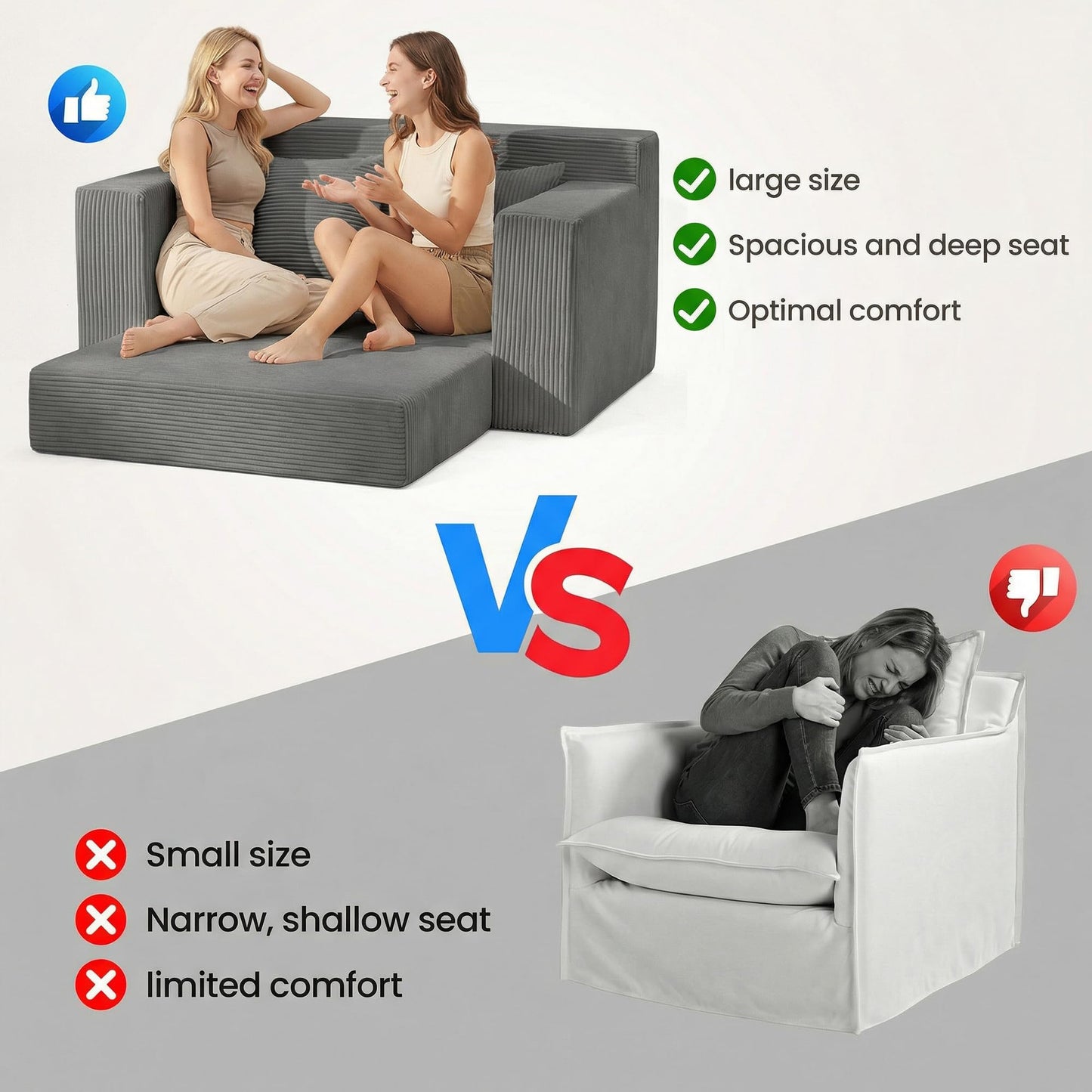 AOLVDOW Convertible 5 in 1 Futon Sofa Bed Full Size, Corduroy Boneless Couch Sleeper Sofa with 4 Pillows, Foldable Pull Out Loveseat Floor Mattress for Living Room, Apartment, Small Space & Dorm