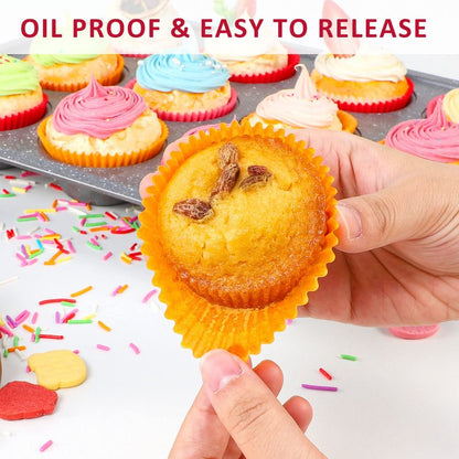 Caperci Standard Orange Cupcake Muffin Liners 500-Count, No Smell, Food Grade & Grease-Proof Paper Baking Cups (Orange)