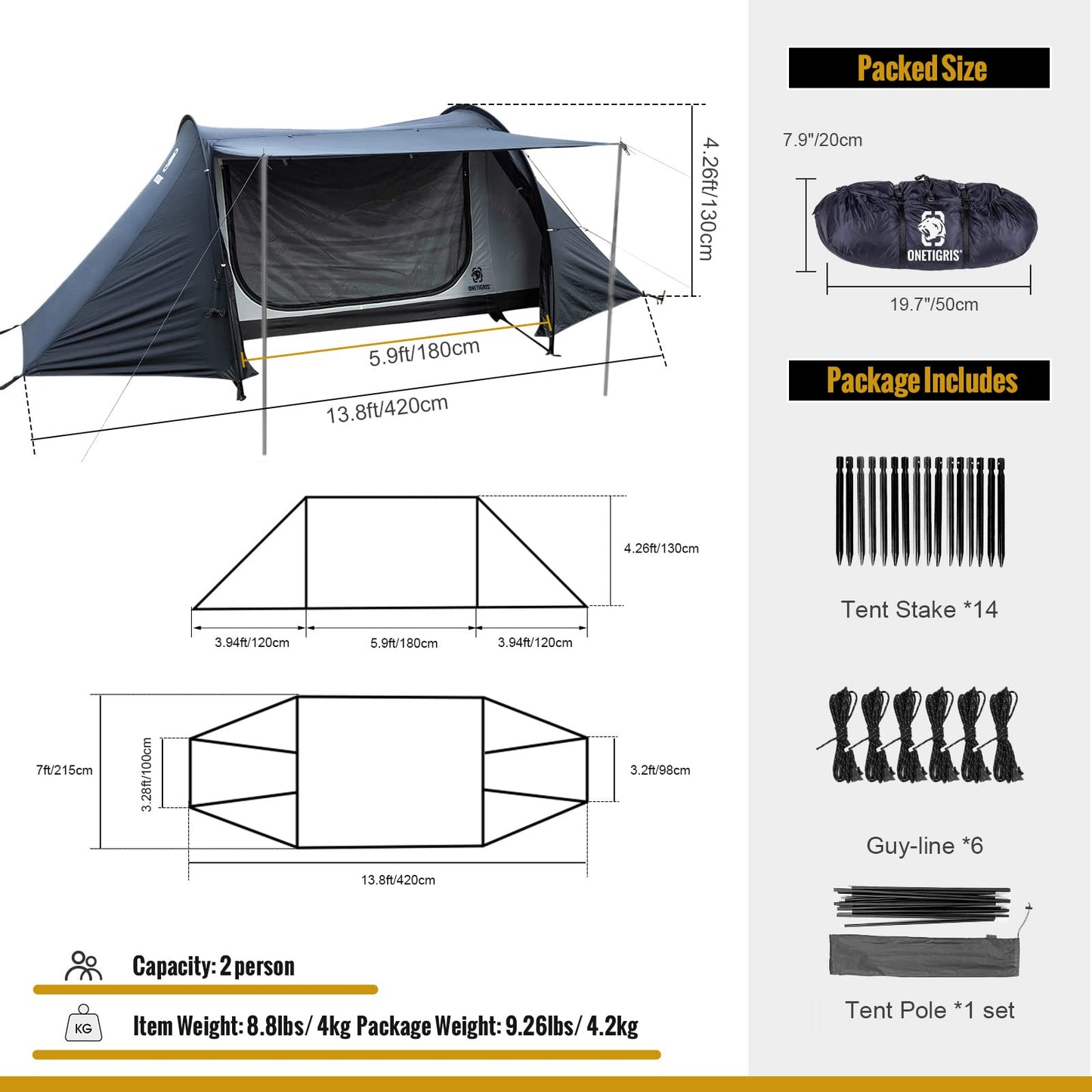 OneTigris COMETA Camping Tent + OneTigris Ultralight Backpacking Table