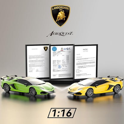 Lamborghini Remote Control CarOfficially Licensed 1:16 Scale Lambo Rechargeable Hobby Rc Cars with Headlight 2.4GHz Race Car Toys for Boy Girl 4-12 Years Old 12Km/h (Yellow)