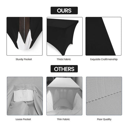 Utopia Kitchen 4FT Spandex Tablecloth [2 Pack, Black] 200 GSM Stretch, Fitted, Washable and Wrinkle Resistant Table Cloth Rectangle Cover for Trade Shows, Wedding, Parties [48Lx30Wx30H Inch]