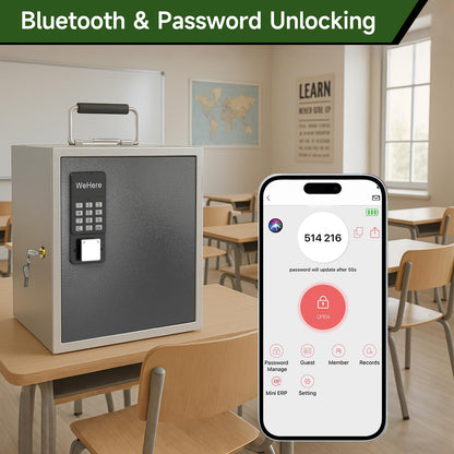 WeHere 36 Slots Cell Phone Locker with Smart Lock, Portable Phone Storage Locker Box for Classroom School,Storage Phone