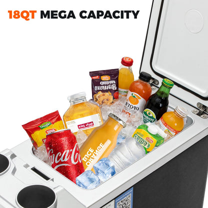 Center Console Fridge with Bluetooth APP Control,Car Refrigerator 16QT Portable Freezer Compressor Cooler (0°F ~ 64°F”),Car Refrigerator RV Fridge 12/24V DC&110V AC for MPV,RV,Travel,SUV, Van Camping