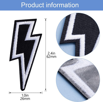 Deokdam 75PCS 5Colors Lightning Iron-on/Sew-on Embroidered Patches,Bolt Applique for Clothes, Dress, Hat, Jeans, DIY Accessories