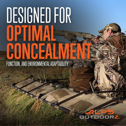 ALPS OutdoorZ Alpha Waterfowl Blind - Durable Hunting Blind in Tan, with Push Open Shooting Doors, Full-Length Side Access, Removable Gun Rests, Mesh Pockets, and Dog Doors