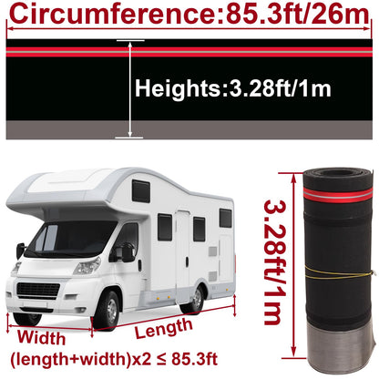 RV Skirting for Travel Trailer, RV Skirting for 5th Wheel, Trailer Skirting for Mobile Home Exterior with Tightly Metal Plates, Convenient Wheel Rv Cover for Garden,Outdoor, Yard (3.28x85.3 ft)