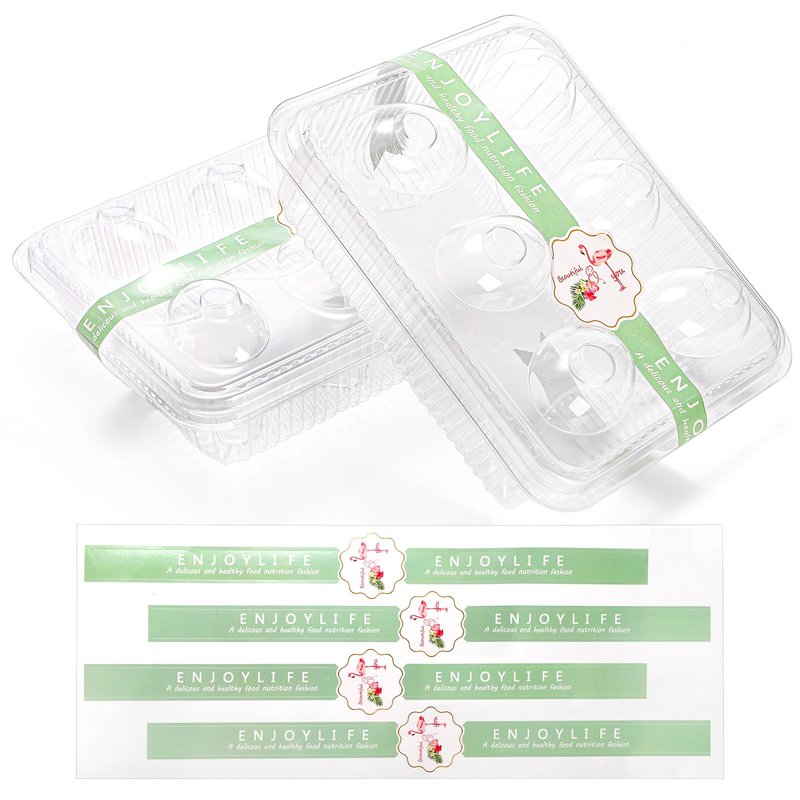 Yopay 50 Pack Deviled Egg Trays with lid, Plastic Clear 6 Slots Deviled Eggs Halves Carrier Deviled Container Dish Plate Holder for Party, Classic Cuisine Trays