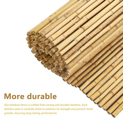 6ft x 8ft Natural Bamboo Fence Roll, Outside Bamboo Privacy Fencing, Natural Privacy Screen Panels for Garden, Outdoor