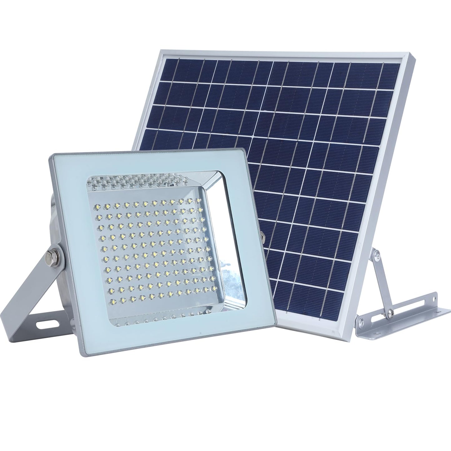 SUNLONG Indoor/Outdoor Lighting Bundle - Rechargeable Clip-On Reading Light with 3 Color Modes + Solar Flood Security Light with 16.4Ft Cable, Waterproof LED Lights for Bedroom, Desk, Yard, Courtyard