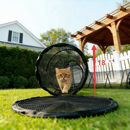 CypherX Extra Large Catio Outdoor Cat Enclosure, 3-Tier Cat Tents with Tunnels for Indoor Cats/Pop Up Cube, Cat Tower Playpen with 2 Tunnels and Tents, Portable Pet Playhouse for Outside, Patio(Grey)