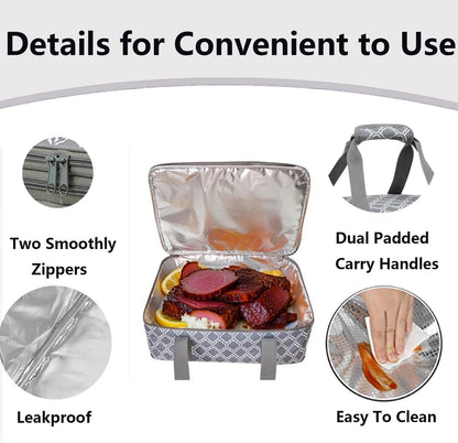 Skiennix Insulated Casserole Carrier Bag - Portable Food Transport Tote for 9x13" Dishes | Silver Gray
