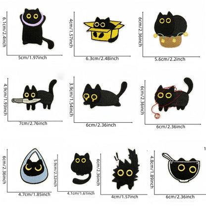 10pcs Embroidered Iron On Patches for Clothes, Cute Cat Embroidery Patches Sew On/Iron On Applique Decorative for Clothes, Dress, Hat, Jeans,Jacket, DIY Accessories