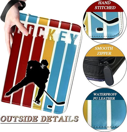 900 Pocket Zippered Hockey Card Binder 9-Pocket Trading Card Album with 50 Removable Sleeves PU Leather Waterproof Sports Card Holder for NHL Hockey Cards Storage Display Case Gift