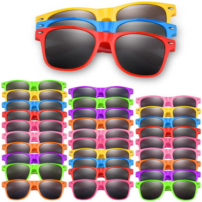 ASTARON 64 Pieces Sunglasses Bulk Neon Party Favors Goody Bag Fillers for Beach Wedding Party Pool Party Supplies, 8 Colors