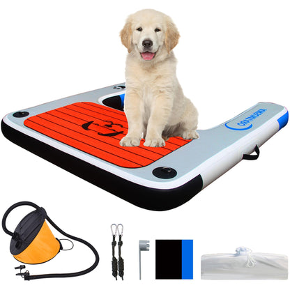 Inflatable Dock, Load-Bearing 200 pounds, Dog pet ramp, Suitable for Swimming Pools, Boat Docks, Lakes, Beach use Water Sports Platform.