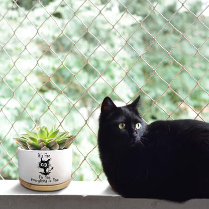 Jutasty Funny Cat Plant Pot for Succulent, Cactus Flower Planter for Indoor Plants, Cute Succulents Pots with Inspirational Quote, Windowsill Decor Planter Gift for Cats Owner Cat Lover (No Plants)